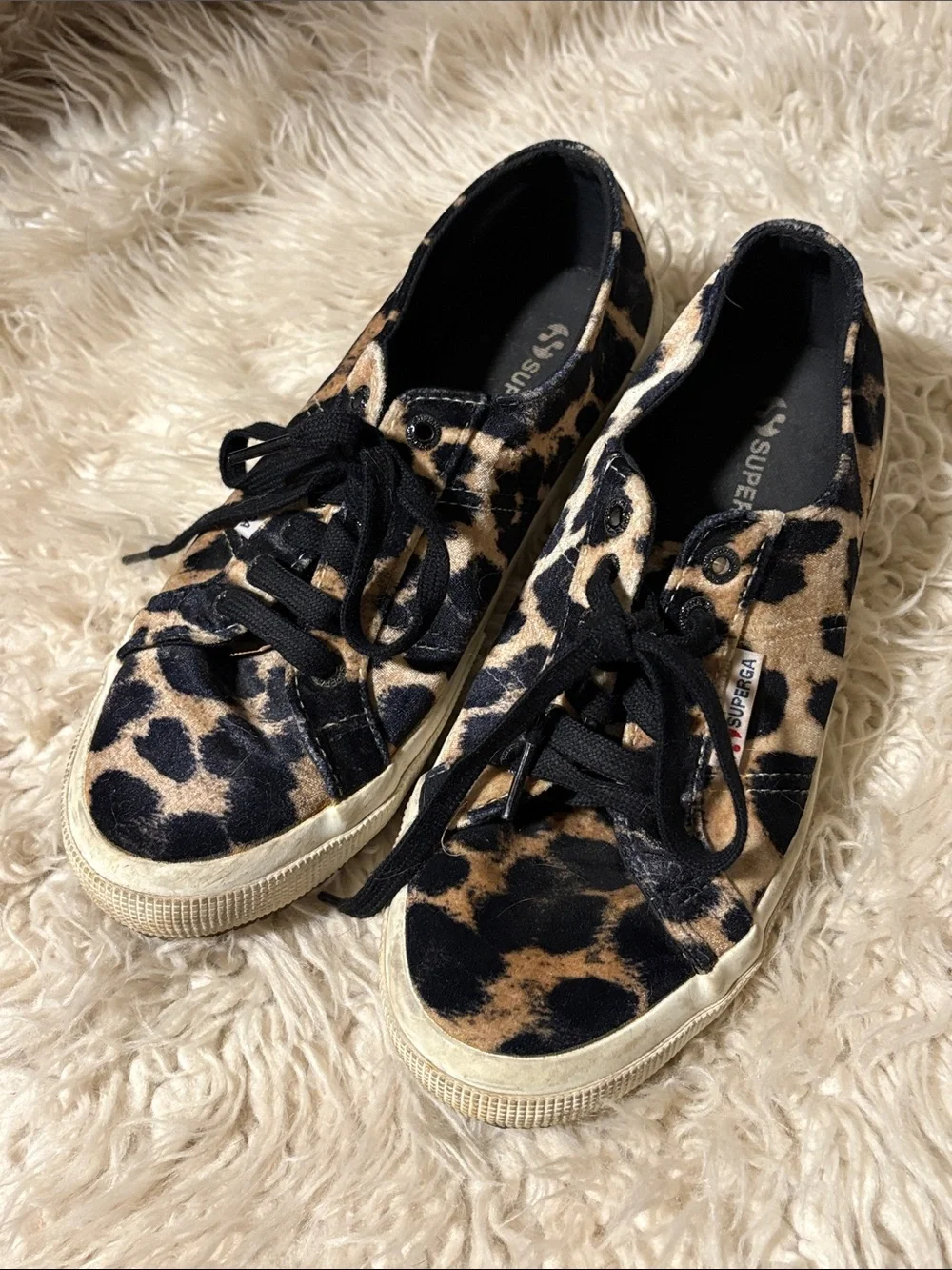 Superga Leopard-Print Lace-Up Sneakers - Black & Brown